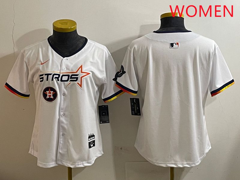 Women Houston Astros Blank White three generations Joint Name Nike 2025 MLB Jersey style 5->women mlb jersey->Women Jersey